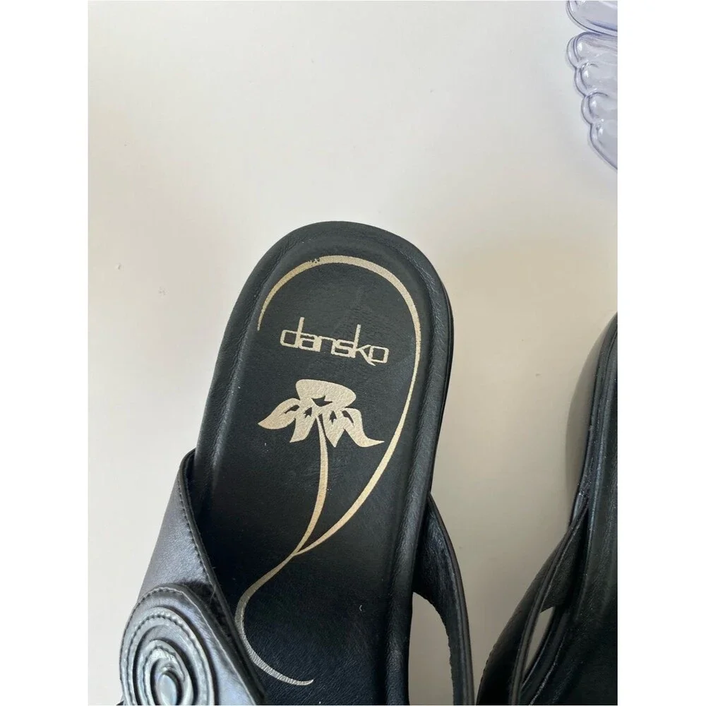 Dansko Dixie Velcro Strap Sequin Swirl Comfort Sandals Black Size 38